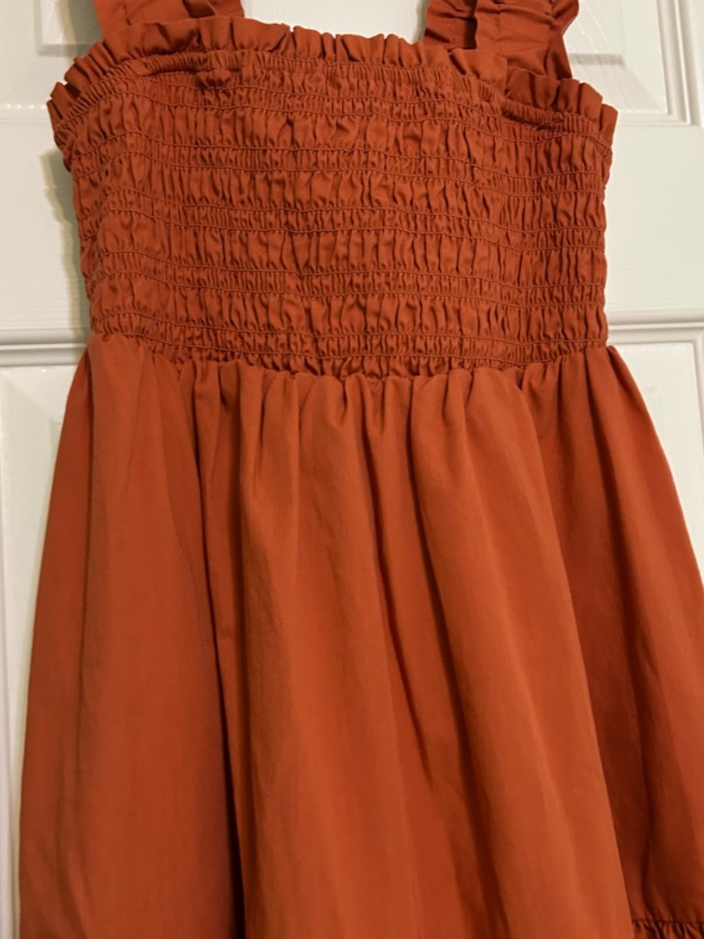 Abercrombie & Fitch Burnt Orange Sundress Smocked Scrunchie Strap 2 Tier Small - Picture 4 of 14